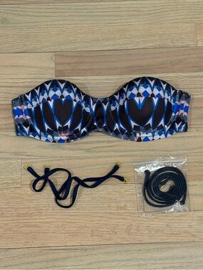 NWOT J.Crew Strapless Geometric Bikini Top, Size 34B